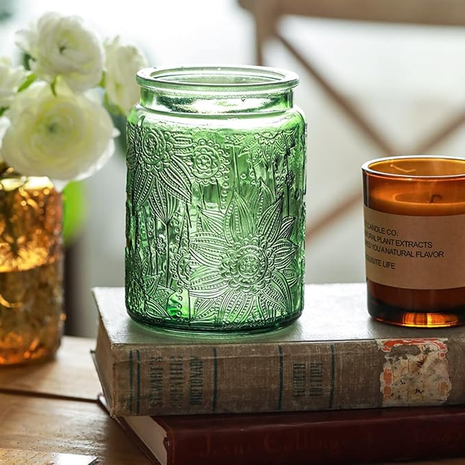 ANSQU Set of 4 Vintage Glass Storage Jars, 23.7oz Glass Coffee Canisters - Image 6