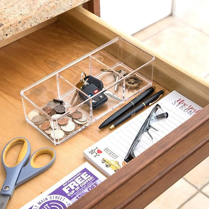 Isaac Jacobs Clear Acrylic 3 Section Organizer- Three Compartment Drawer Tray - Image 5