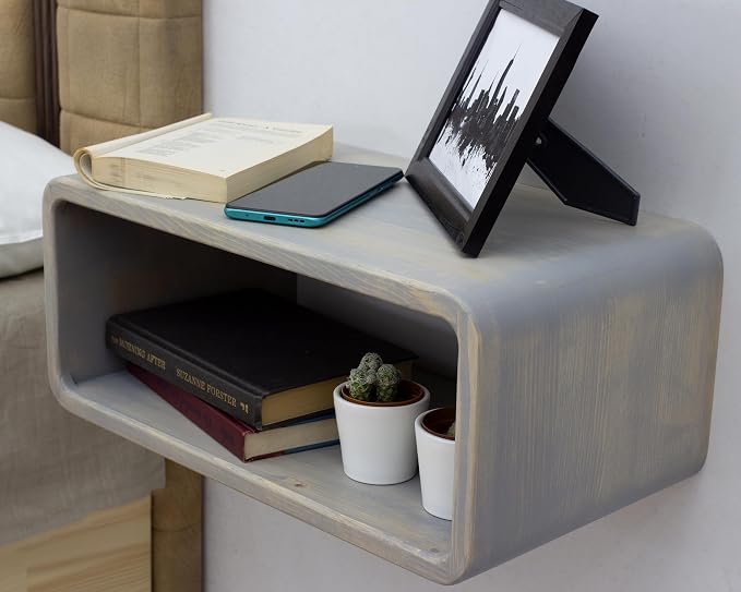 Floating Nightstand Wooden, Bedside Table, Nightstand Shelf, Wall Mounted - Image 3