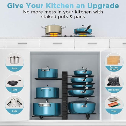 ORDORA Pots and Pans Organizer for Cabinet 16.61 Height 2 Pack, 8 Tier Pot - Image 4