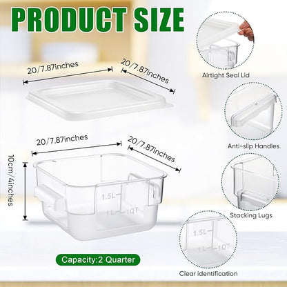 FoldTier 2 Pieces Square Food Storage Containers Polycarbonate Clear food - Image 2