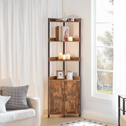 HOOBRO Corner Shelf with Storage, Tall Corner Cabinet, 5-Tier Bookshelf Stand - Image 2