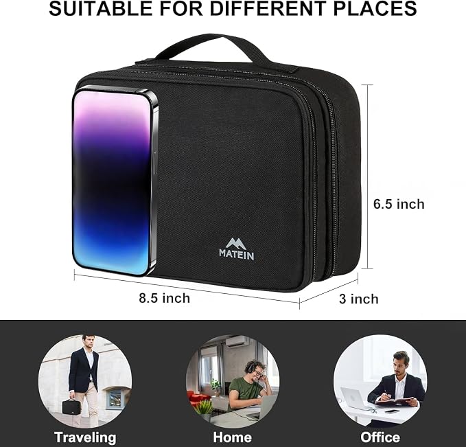 MATEIN Small Electronic Organizer Travel Case, Double Layer Cable Organizer | - Image 5