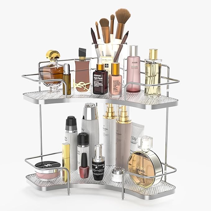 FOLLOWIN 2 Tier Bathroom Countertop Corner Organizer, Countertop Perfume Tray by FOLLOWIN
