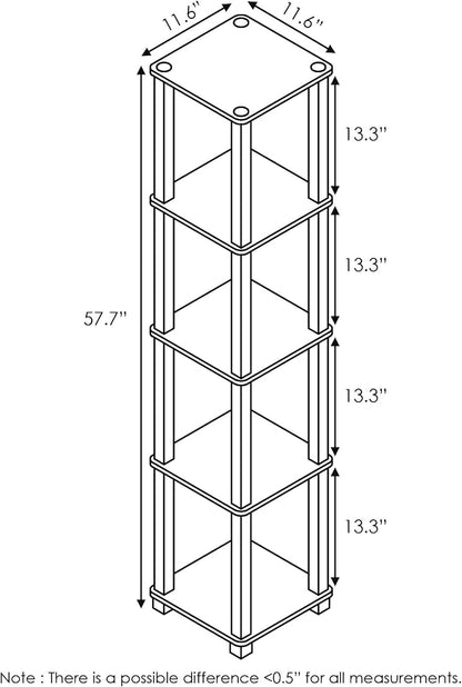 FURINNO Turn-S-Tube 5-Tier Corner Square Rack Display Shelf, Beech/White - Image 2
