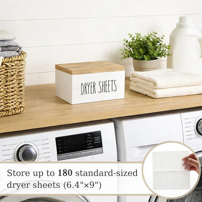 Dahey Dryer Sheet Holder with Lid Wooden Laundry Sheet Container Dispenser - Image 6