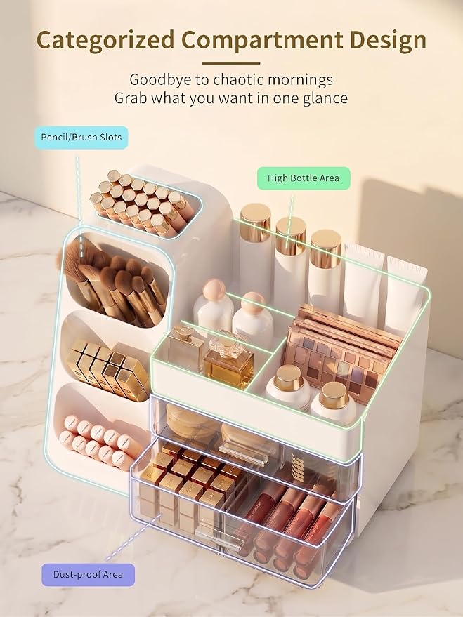 Booklov Makeup Organizer for Vanity, Large Capacity Cosmetic Display Case - Image 3