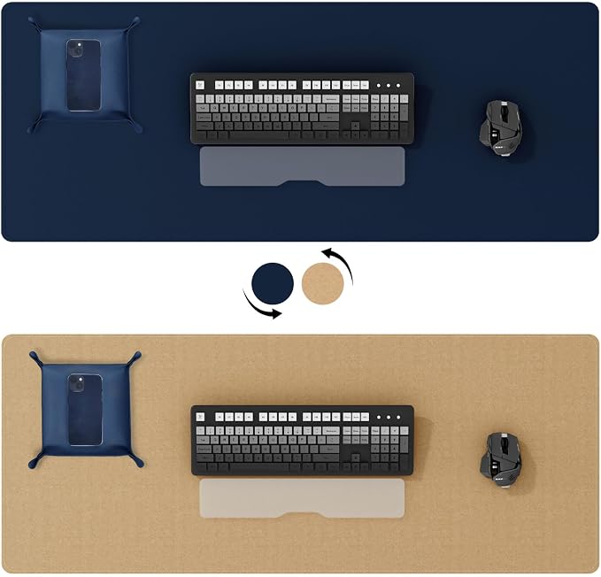 DAWNTREES Dual Sided Desk Mat, Leather Desk Pad, Cork Desk Mat Protector - Image 2