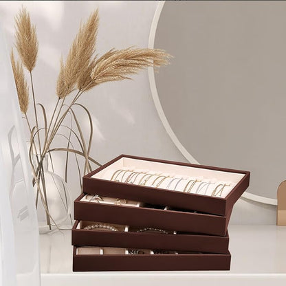 LANDICI Stackable Jewelry Organizer Trays 4 Set, PU Leather Jewelry Organizer - Image 7