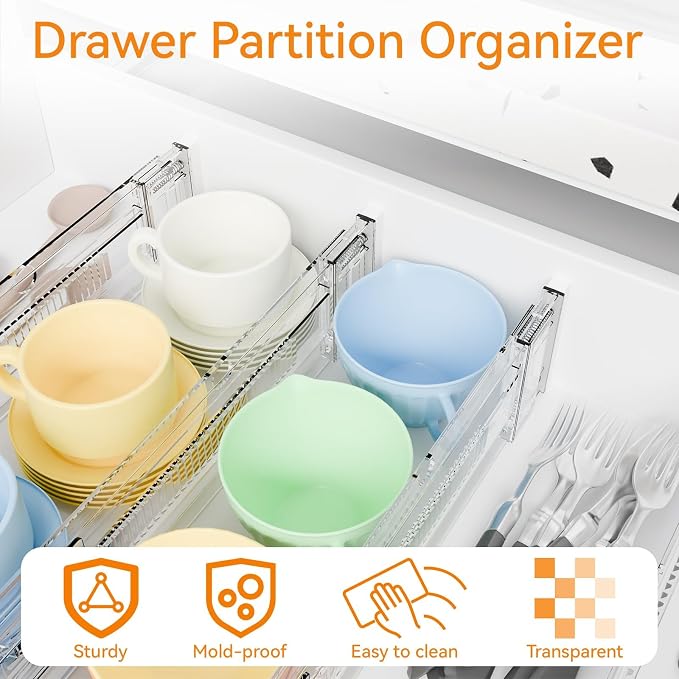 Yieach 4 Pack 3.2 Inch Shallow Acrylic Drawer Dividers - Image 9