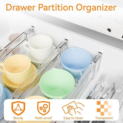 Yieach 4 Pack 3.2 Inch Shallow Acrylic Drawer Dividers - Image 9