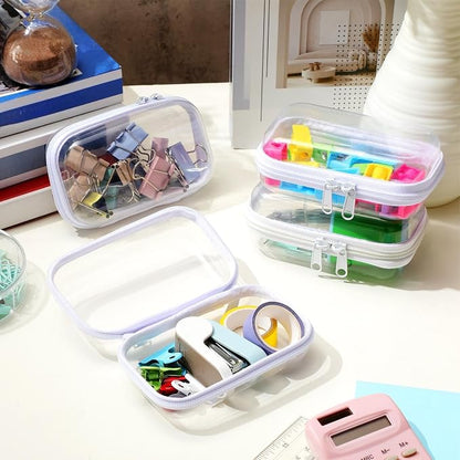 Hoolerry 4 Pcs Hard Clear Zipper Case Makeup Bags Plastic Pencil Pouch - Image 5