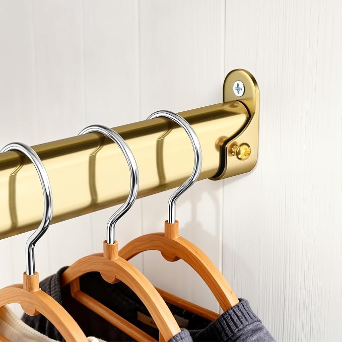 Oval Closet Rod for Hanging Clothes 30 to 54.5 Inch, Includes End Supports - Image 2