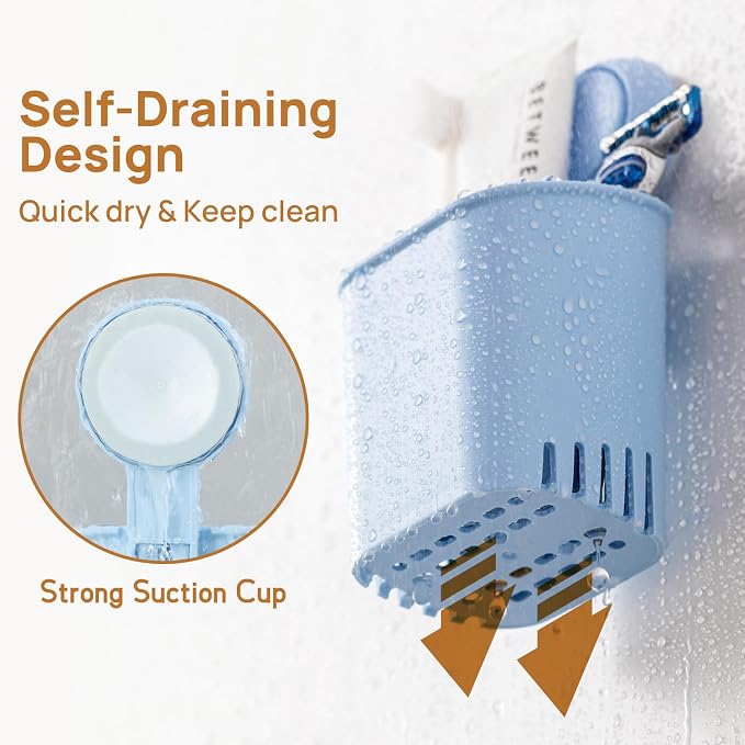 LEVERLOC Powerful Suction Cup Toothbrush Holder, No Drill Removable Wall Shower - Image 5