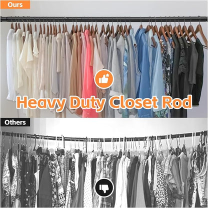 Closet Rods for Hanging Clothes, Heavy Duty Closet Rod 17-27 Inch Adjustable - Image 2