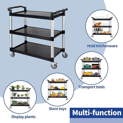 UNICOO® Heavy Duty 3-Tier Rolling Cart, Service Utility Cart on Wheels - Image 4