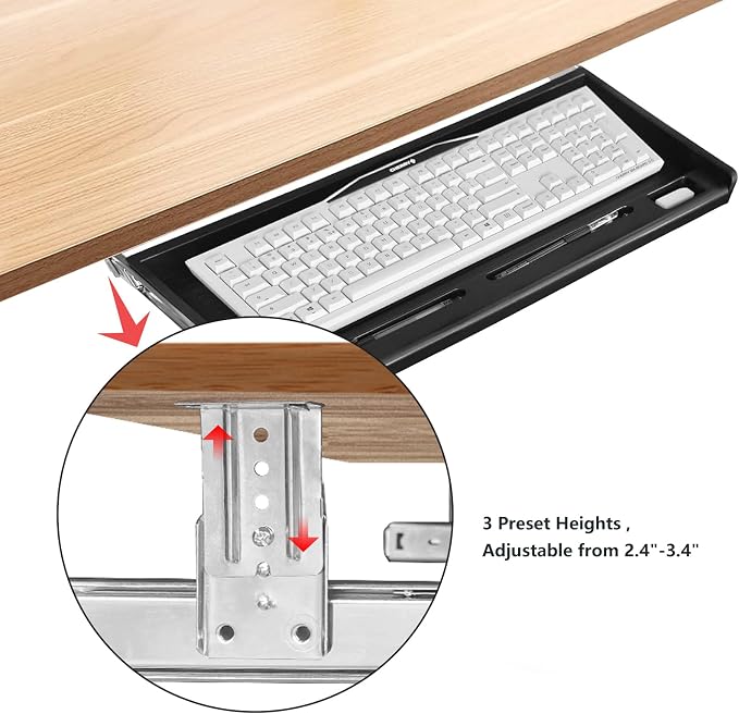 TOOCUST Under Desk Keyboard Tray, Desk Extender - Image 5