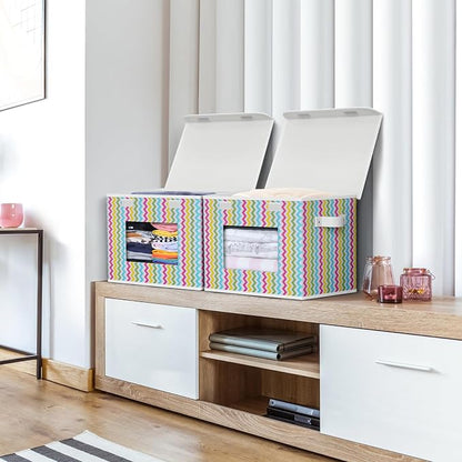 Univivi Fabric Foldable Storage Boxes Large Collapsible Stackable Storage Bins - Image 5