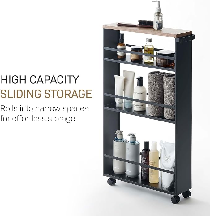 YAMAZAKI home Tower Rolling Slim Storage Cart - Image 3
