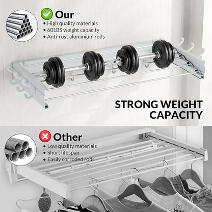 BAKON Wall Mounted Drying Rack, Indoor Outdoor Foldable Wall Mounted Clothes - Image 4
