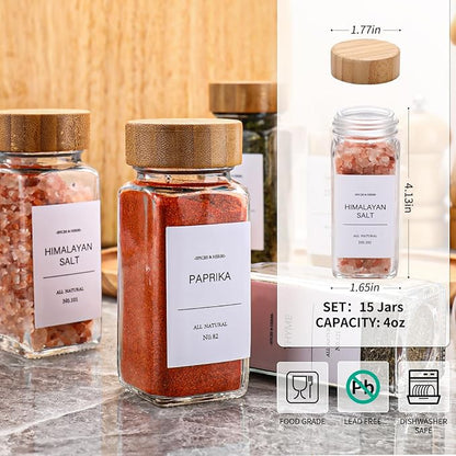 DIMBRAH Spice Jars with Label 24Pcs, Seasoning Containers, Glass Spice Jars - Image 2