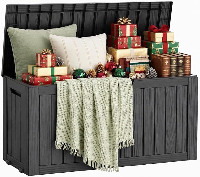 Outdoor Storage Box, 90 Gallon Resin Deck Box Waterproof, Lock Patio Storage - Image 8