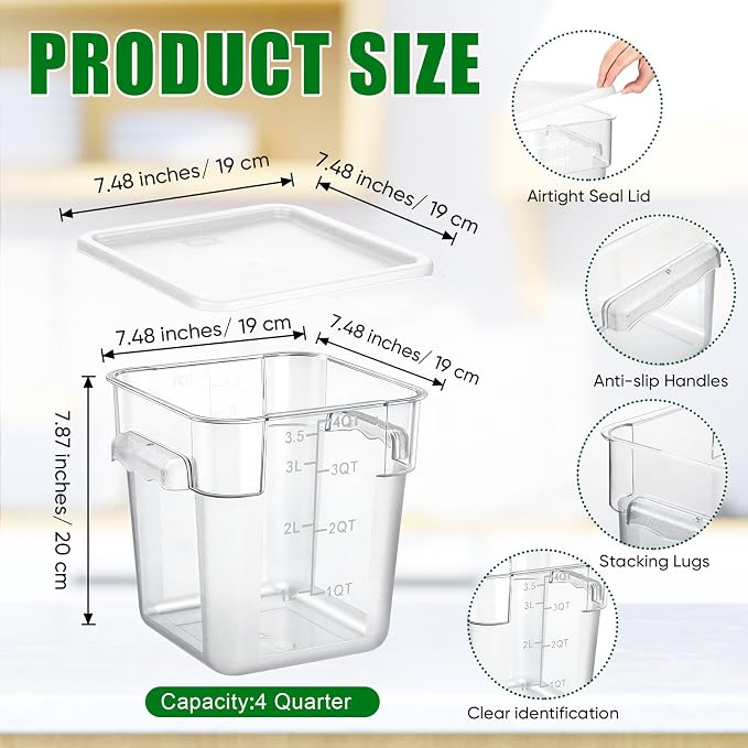 FoldTier 2 Pieces Square Food Storage Containers Polycarbonate Clear food - Image 2