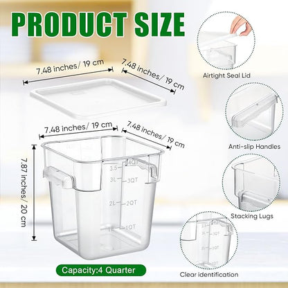 FoldTier 2 Pieces Square Food Storage Containers Polycarbonate Clear food - Image 2