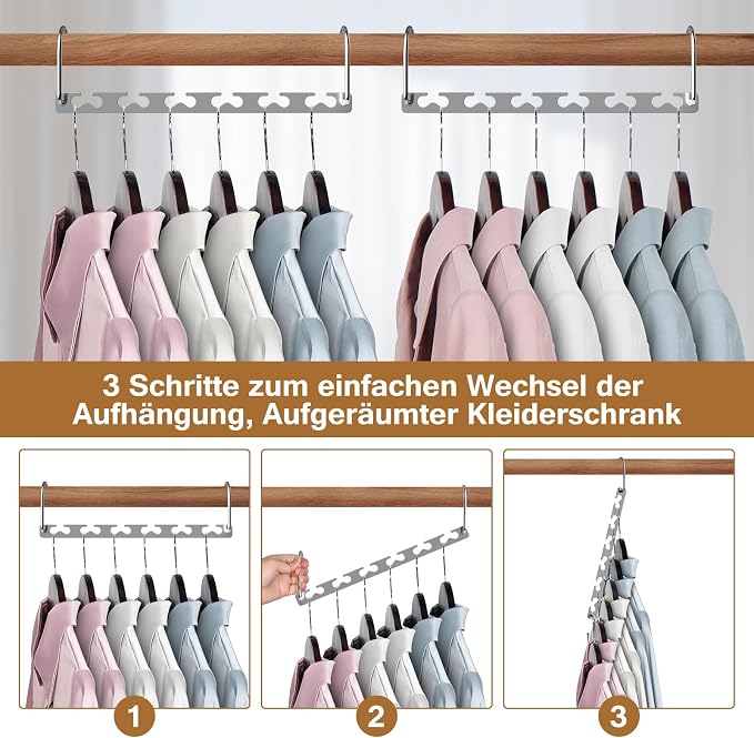Space Saving Hangers for Clothes 12 Pack, Sturdy Metal Hangers Wardrobe - Image 3