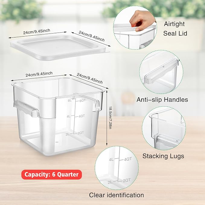 FoldTier 2 Pieces Square Food Storage Containers Polycarbonate Clear food - Image 2