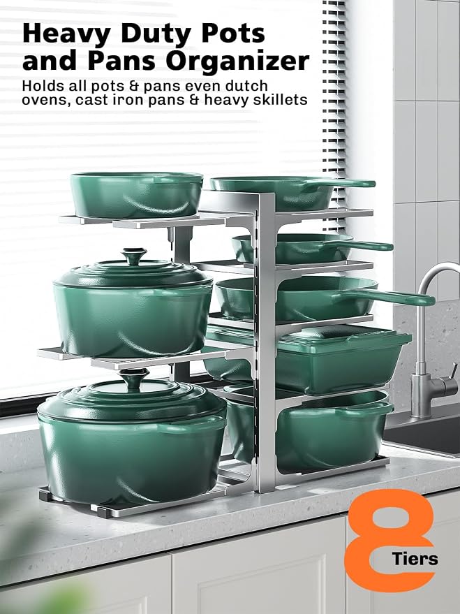 MUDEELA 8-Tier Pots and Pans Organizer under Cabinet, 15.83" Height Heavy Duty - Image 5