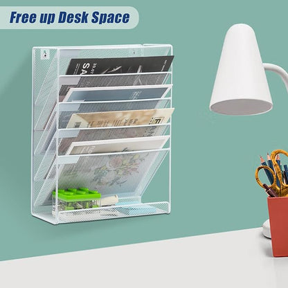 EASEPRES Desk File Organizer Mesh 6-Tier, Hanging Wall Mount Document - Image 6