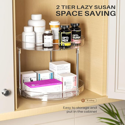 2 Pack 2 Tier Lazy Susan Turntable Organizer, Spice Rack - Image 2