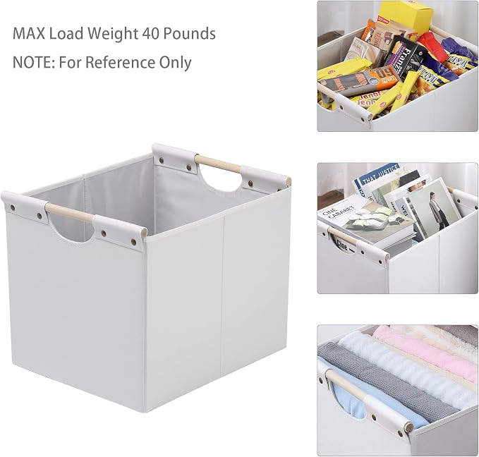 HOONEX Large Collapsible Storage Bins, Linen Fabric, Storage Baskets - Image 2