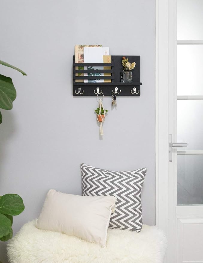 Dahey Wall Mounted Mail Holder Wooden Key Holder Rack Mail Sorter Organizer - Image 2