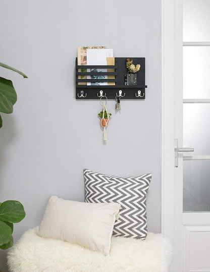 Dahey Wall Mounted Mail Holder Wooden Key Holder Rack Mail Sorter Organizer - Image 2