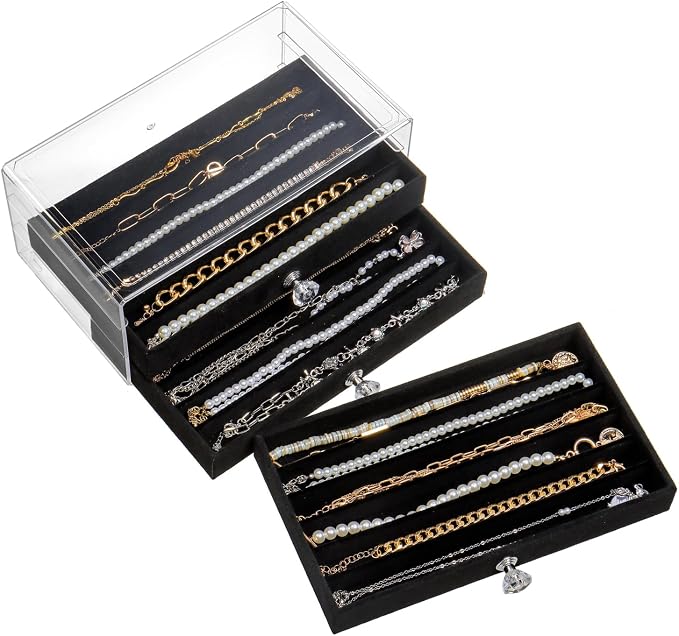 SPAKOWN Necklace Organizer Box, Velvet Necklace Box Holder Tray by SPAKOWN