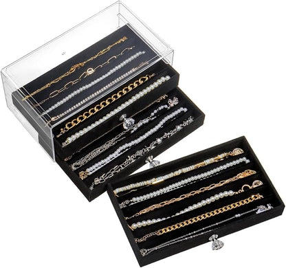 SPAKOWN Necklace Organizer Box, Velvet Necklace Box Holder Tray by SPAKOWN