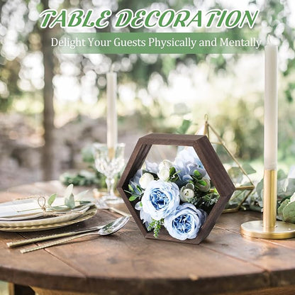 Barydat 12 Pcs 8 Inch Hexagon Shelves Wedding Table Decorations Hexagon Wood - Image 2