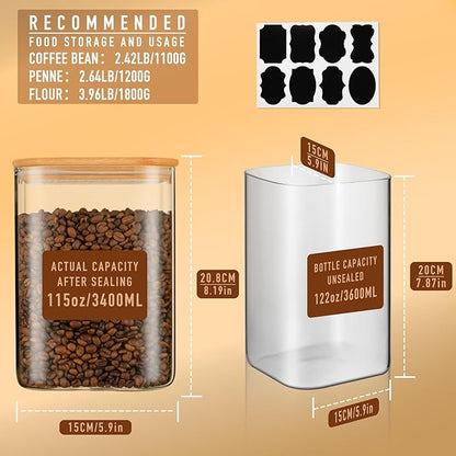 D2scrma 115oz Airtight Glass Square Storage Canister - Image 2