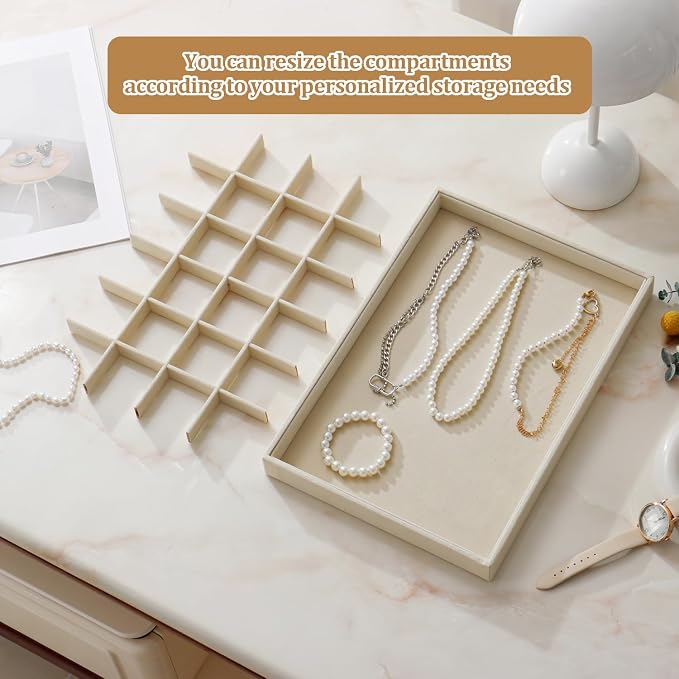 Large Velvet Jewelry Tray 2 Pack Stackable Jewelry Display Drawer Inserts Trays - Image 5