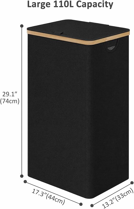 iEGrow Laundry Hamper with Lid, 85L Large Laundry Basket with Handle, - Image 2