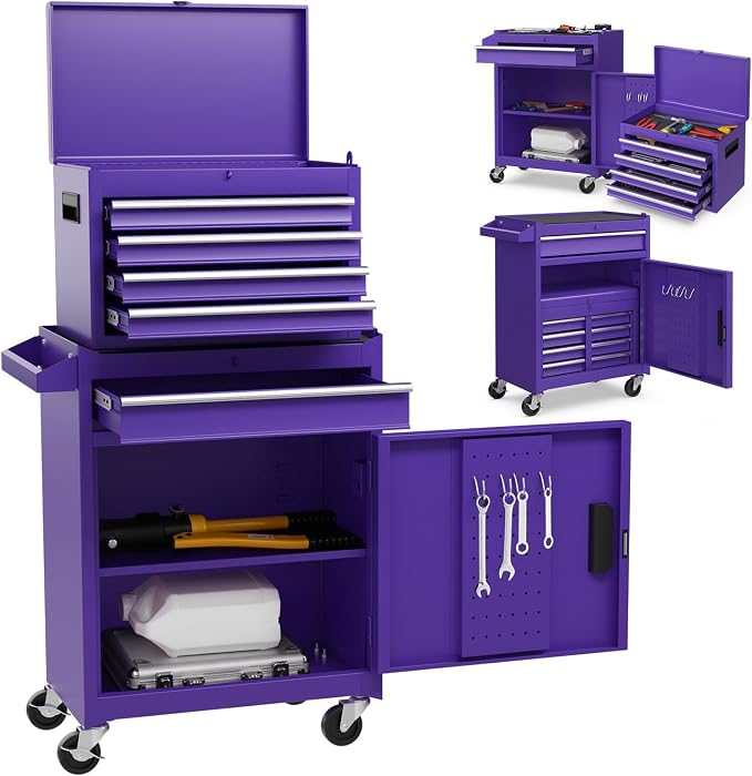 Goplus Purple Tool Chest, 5 Drawers Rolling Tool Cabinet w/Detachable Top by Goplus