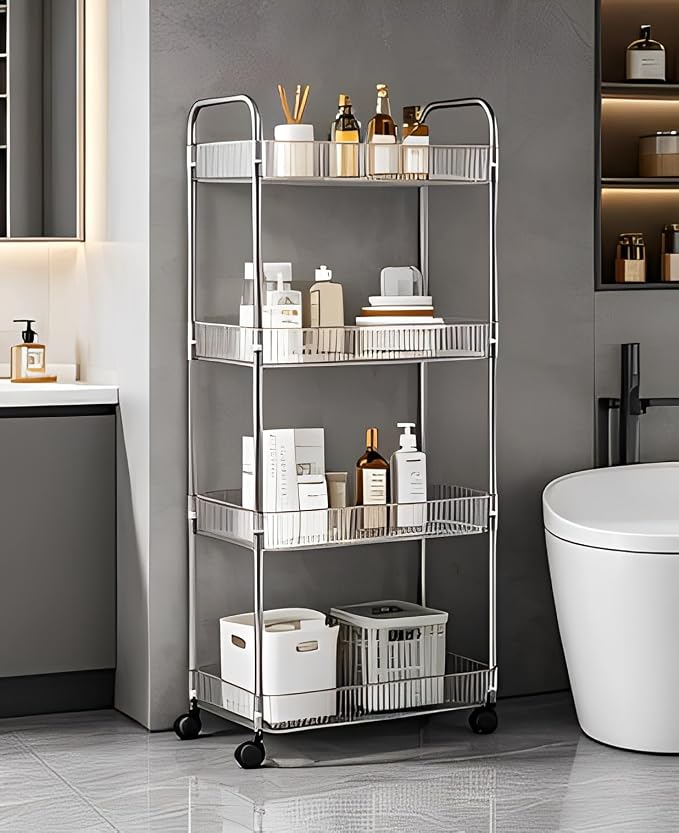 Sooyee Clear 4-Tier Plastic Rolling Utility Cart - Image 5