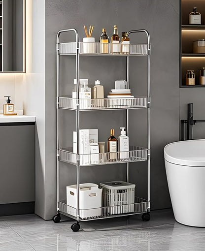 Sooyee Clear 4-Tier Plastic Rolling Utility Cart - Image 5