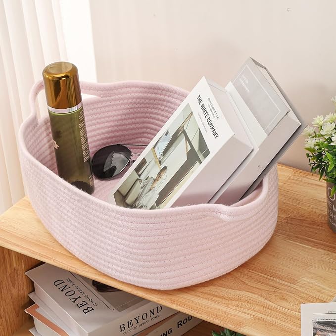 Small Woven Cotton Rope Basket Cute Baby Gift Baskets Empty Decorative Storage - Image 6