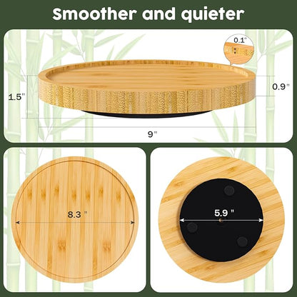 Lazy Susan Organizer, 9 Inch Non-Skid Bamboo Lazy Susan - Image 7