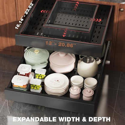 4 Pack Pull Out Cabinet Organizer Expandable Width and Depth, Slide Out Drawers - Image 3