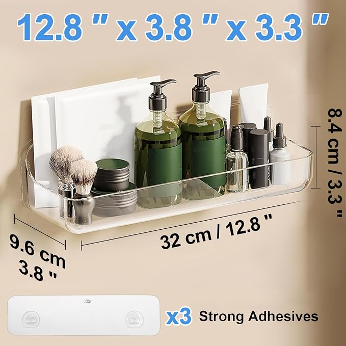 Diesisa Acrylic Wall Mount Organizer, Adhesive Shelves, Shower Caddies - Image 2