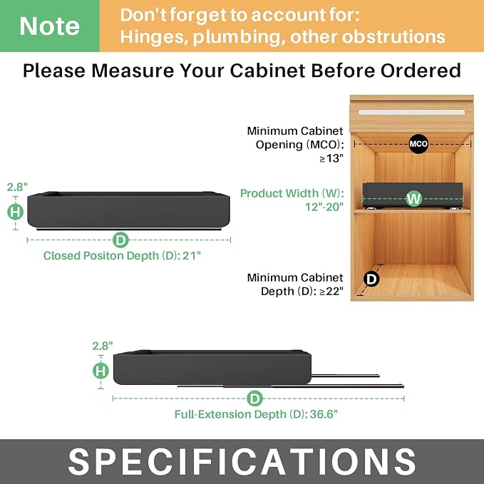 Pull out Cabinet Organizer, Expandable Heavy Duty Slide out Drawer Fixed - Image 3